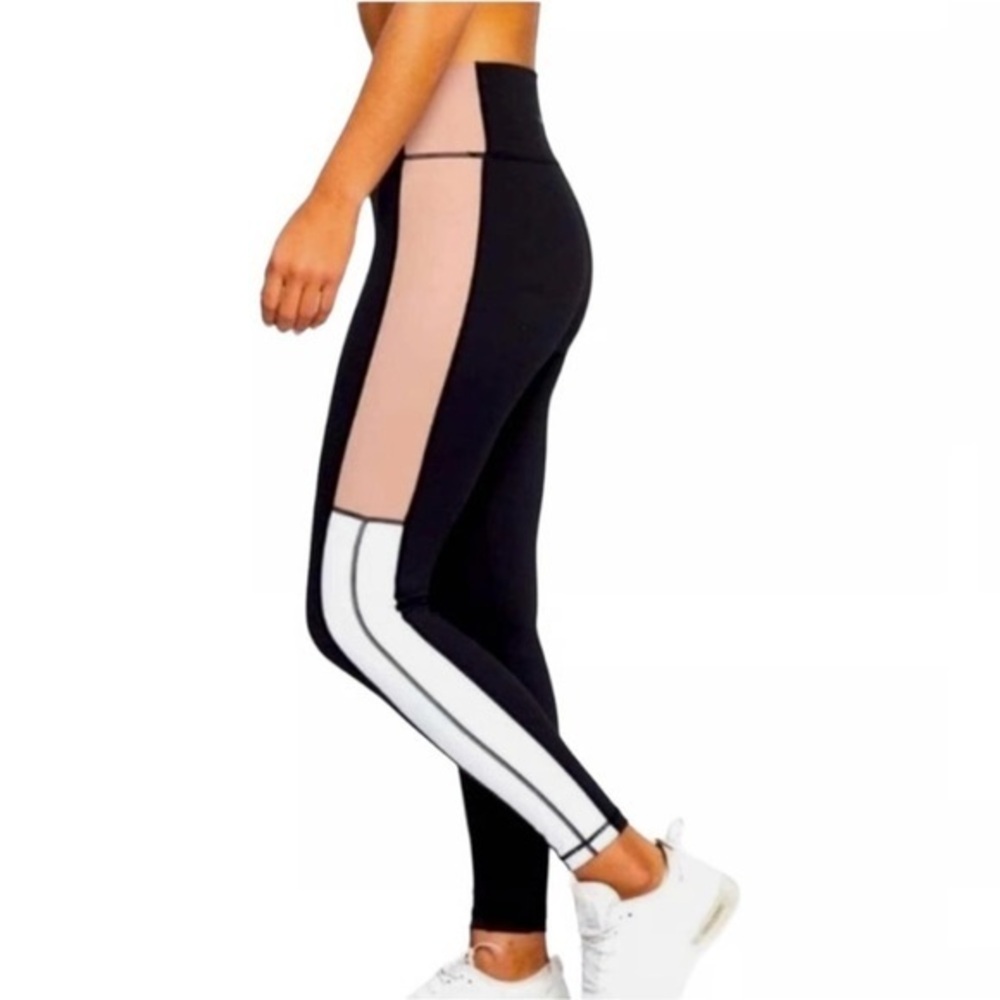 Allfenix Heidi ColorBlock Black and Blush Leggings 7/8 Size Small